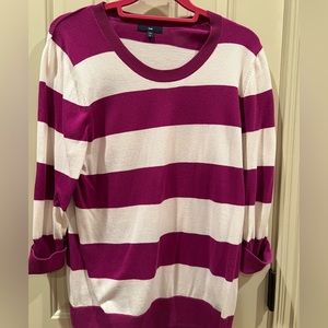 Gap, purple stripe, crewneck sweater